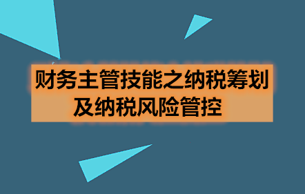 財務(wù)主管技能之納稅籌劃及納稅風(fēng)險管控