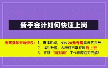 【免费课】新手会计快速上岗提高班